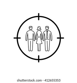 Conceptual vector target audience icon | modern flat design marketing and business linear illustration and infographic concept black on white background