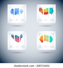 conceptual vector vertical flag with triangle object group colorful conceptual background scene technology heap swirl clouds performance modern site partnership blue wave clean warm series concept ori