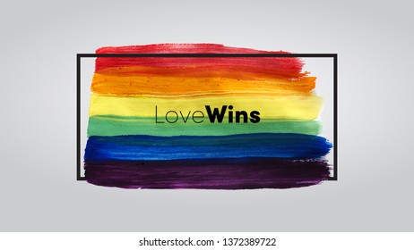 Conceptual vector watercolor poster design for celebration of LGBTI rights and parades with rainbow colors