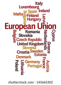 Conceptual vector of word cloud containing names of 28 countries forming the European Union with Croatia emphasized due to its joining the EU in July 2013. Also available as raster.