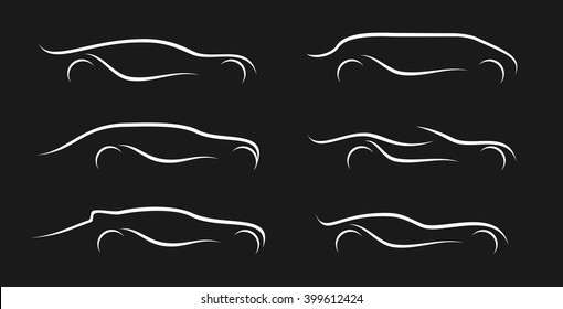 Conceptual vehicle silhouette set vector design collection