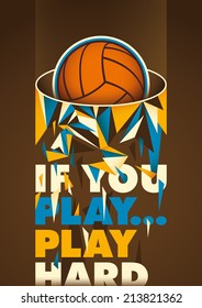 Afiche conceptual de voleibol. Ilustración vectorial.