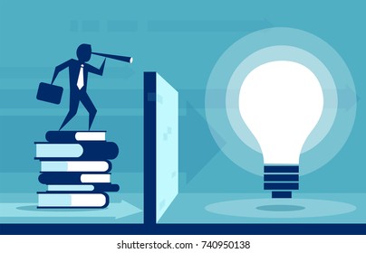 Conceptual web illustration for power of knowledge man overcoming obstacles in desire to be educated.