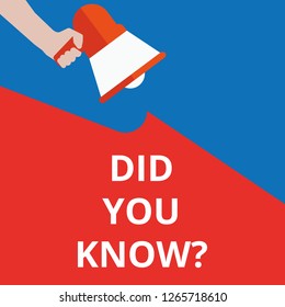 Conceptual writing showing Did You Know question. Vector illustration