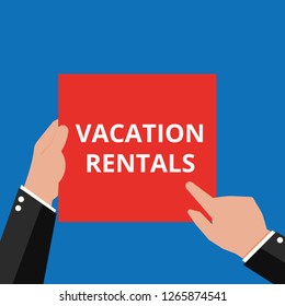 Conceptual writing showing Vacation Rentals. Vector illustration