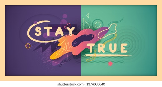 Conceptual youthful banner design, with abstract graphic elements and typography. Vector illustration. - Shutterstock ID 1374085040