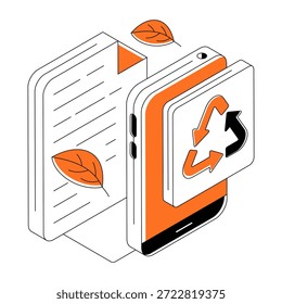 Konzeptualisierung des isometrischen Designs, Illustration des Papierrecyclings