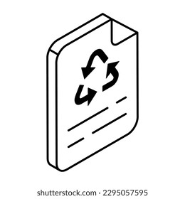 Conceptualizing line design icon of paper recycling 