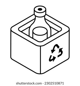 Icono de diseño lineal conceptual del reciclado de botellas 