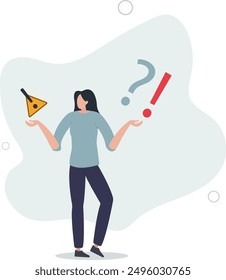 Concern or doubt to make decision, worried for problem or issue, attention or challenge ahead, distrust or trouble concept.flat design.illustration with people.