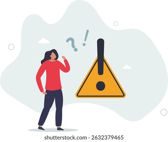 Preocupação ou dúvida em tomar decisões, preocupado com o problema ou questão, atenção ou desafio à frente, conceito de desconfiança ou problema.