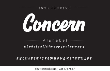 Concern Vintage Brush Script Modern Font. Retro Typeface. Vector Illustration.