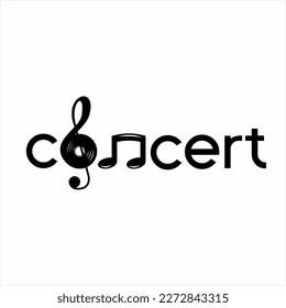 Concern word design with the concept of Treble clef on the letter O and the scale symbol on the letter N.