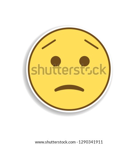 concerned about colored emoji sticker icon. Element of emoji for mobile concept and web apps illustration.