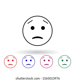 Concerned about multi color icon. Simple thin line, outline vector of emoji icons for ui and ux, website or mobile application