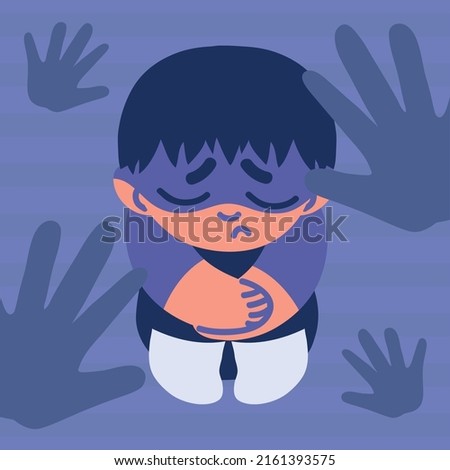 concerned boy child abuse design, stop hands
