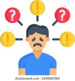 Concerned Icon Flat Vector Illustration