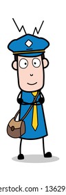 Concerned - Postman Cartoon Courier Guy Vector Illustration