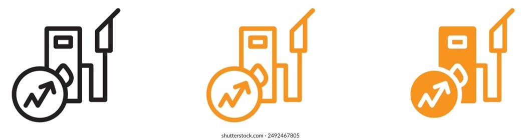 Icono de aumento del Precio de combustible para gráficos económicos y ambientales cruciales para representar los crecientes costos de combustible y el impacto económico