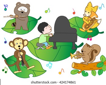The concert of an animal and the child.