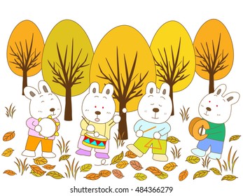 Concert of the autumn rabbit