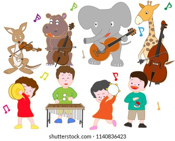 Concert By Animals Children Stock Vector (Royalty Free) 1140836423 ...