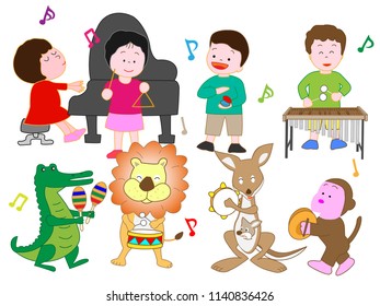 A concert by animals and children.