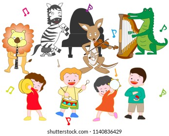 A concert by animals and children.
