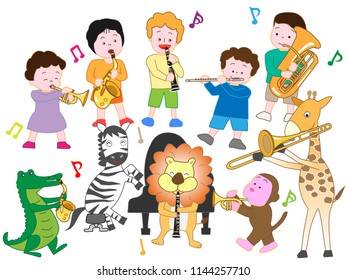 A concert by animals and children.
