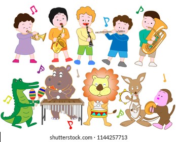 A concert by animals and children.
