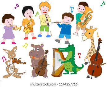 A concert by animals and children.
