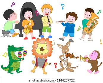A concert by animals and children.
