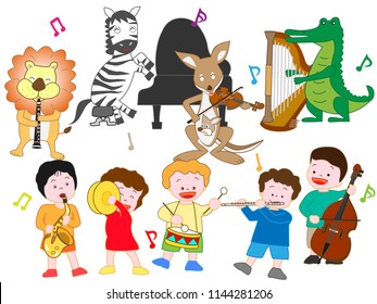 A concert by animals and children.
