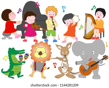 A concert by animals and children.
