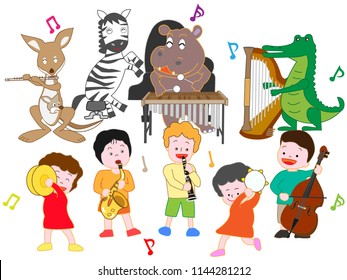 A concert by animals and children.
