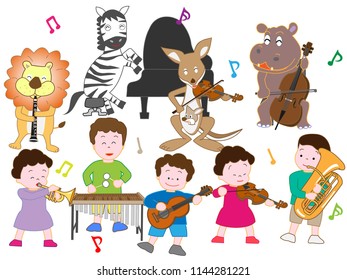 A concert by animals and children.
