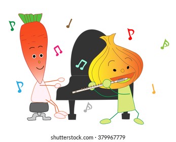 Concert of a carrot and the onion