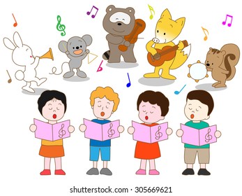 Concert Children Animals Stock Vector (Royalty Free) 305669621 ...