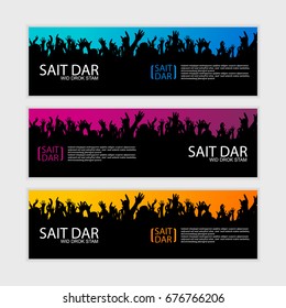 Concert, Crowd, Silhouette. Abstract Design Banner Template.vector Illustration