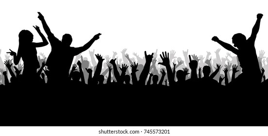 Concert Disco, Dancing Crowd Silhouette