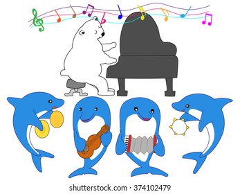 Concert of a dolphin and the white bear