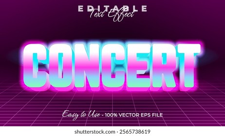 Concert editable text style effect, Glow 3D text style theme.