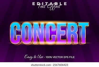 Concert Editable text style effect, Glossy 3D text style theme.