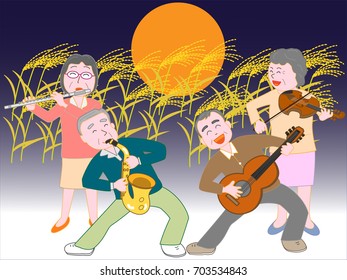 A concert of the elderly held on the evening of full moon in autumn.