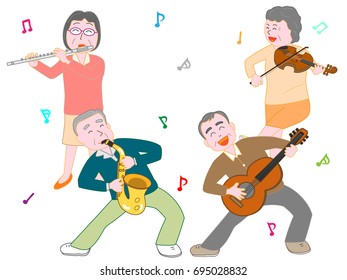 A concert of elderly people.