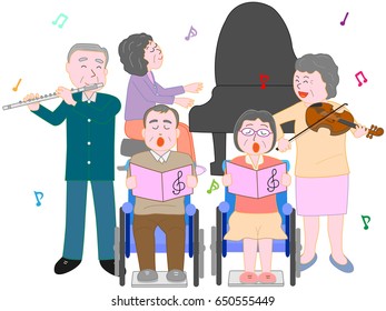 The concert of the elderly person.
