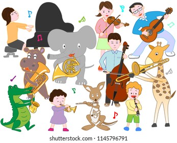 Concert of family and animals.
