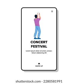 concert festival vector. crowd event, music audience, entertainment party, stage fun concert festival web flat cartoon illustration
