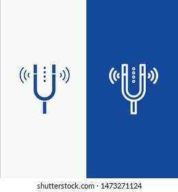 Concert, Fork, Cameron, Pitch, Reference Line and Glyph Solid icon Blue banner Line and Glyph Solid icon Blue banner