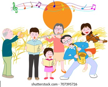 A concert of the full moon night of autumn held by the family.